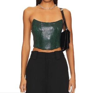 Superdown Tawny Faux Suede Top in Forest Green